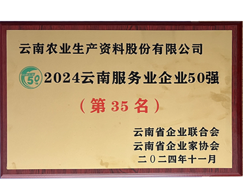2024年云南服務(wù)業(yè)企業(yè)50強(qiáng)第三十五名